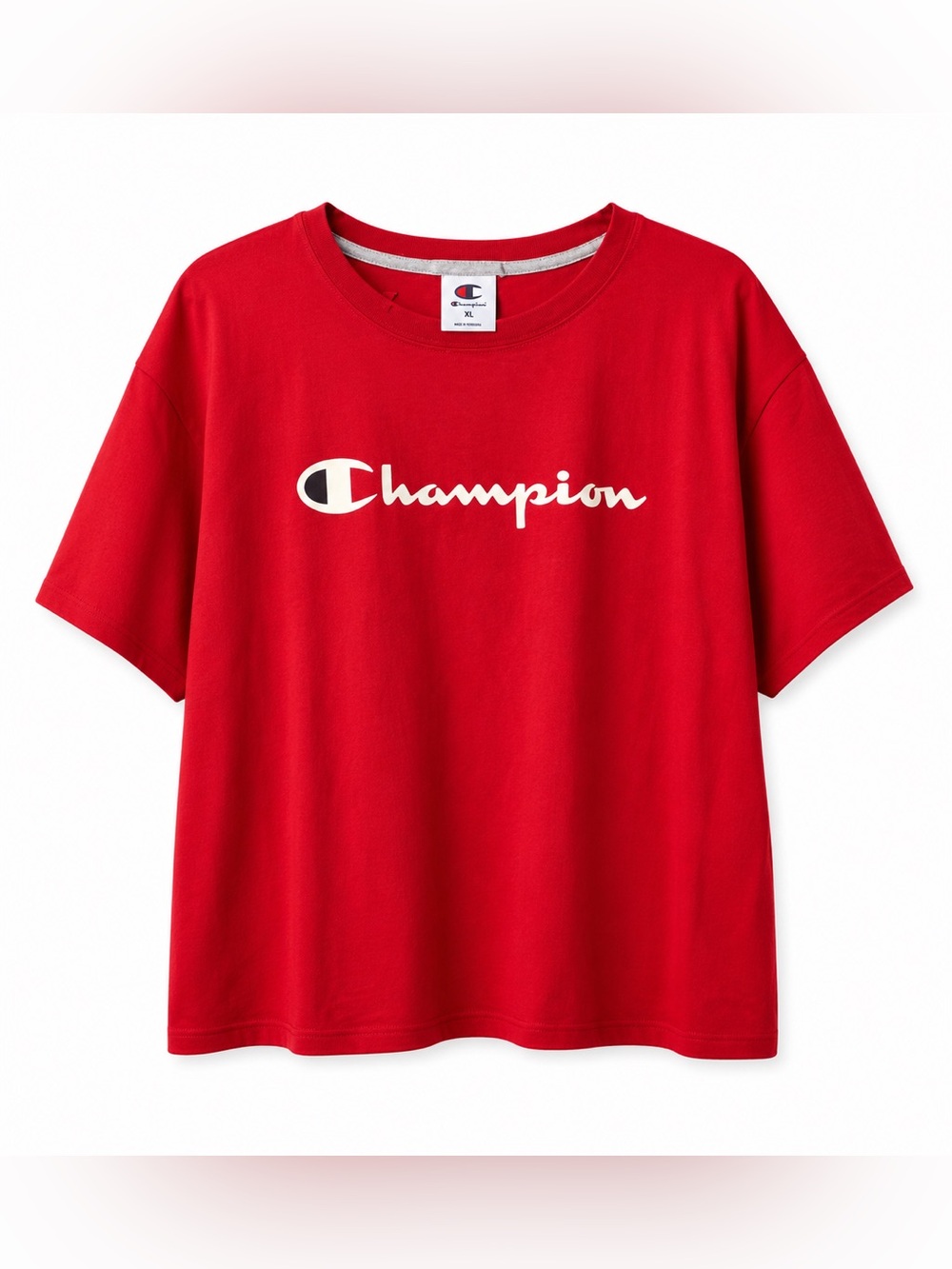 Champion oversized graphic T-shirt in a versatile Red color iconic Champion 1X